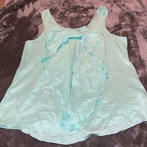Turquoise bow-front polyester tank top size medium